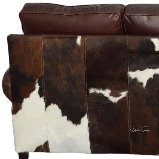 Marshal Leather & Hair On Hide Sofa Whiskey Brown - LOOMLAN - Uptown Sebastian - Sofas & Loveseats