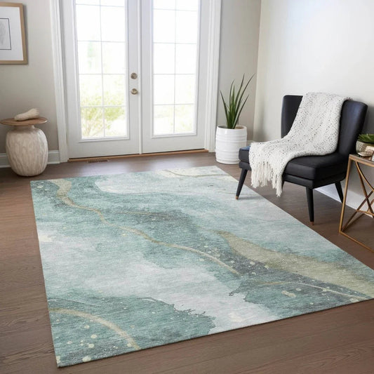 Marvelle Teal Washable Indoor - Outdoor Rug - LOOMLAN - LOOMLAN Rugs - Outdoor Rugs