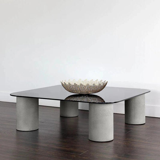 Maude Coffee Table Sleek d Glass & Concrete-Outdoor Coffee Tables-SUNPAN-LOOMLAN