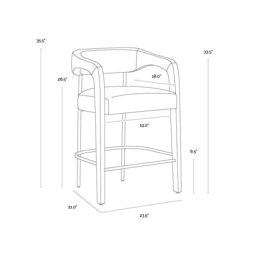 Mavia Counter Stool Sesame Leather Iron Legs - LOOMLAN - SUNPAN - Counter Stools
