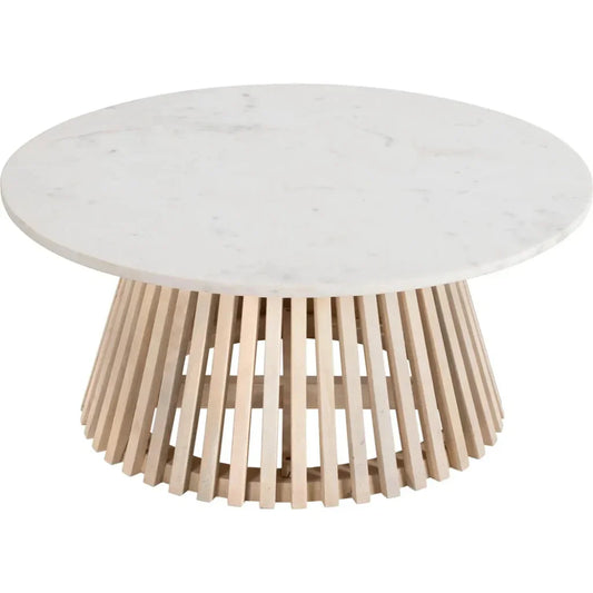 Mazara Coffee Table White & Natural - LOOMLAN - Zuo Modern - Coffee Tables