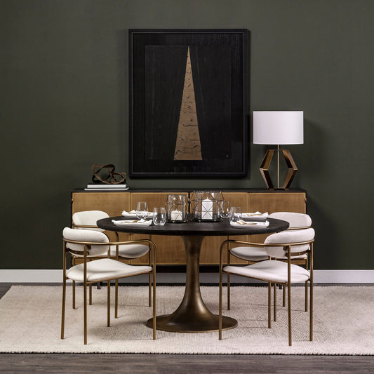 McLeod Golden Base Round Dining Table-Dining Tables-Mercana-LOOMLAN