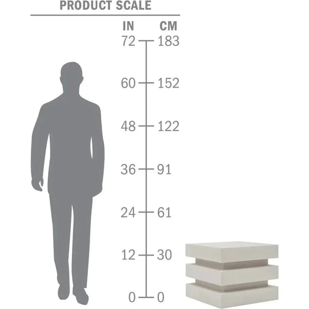 Meditation Block Short - White Outdoor End Table - LOOMLAN - Seasonal Living - Outdoor Side Tables