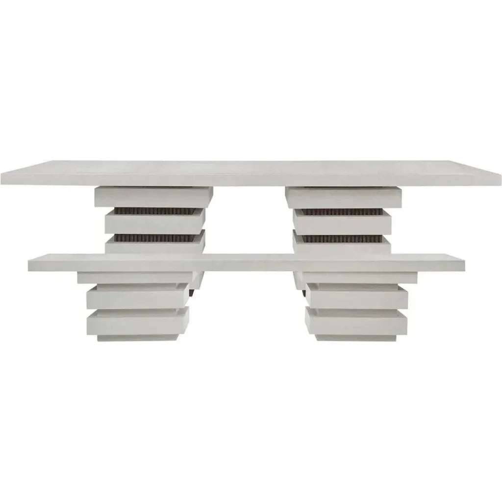 Meditation Rectangle White Outdoor Dining Table-Outdoor Dining Tables-Seasonal Living-LOOMLAN
