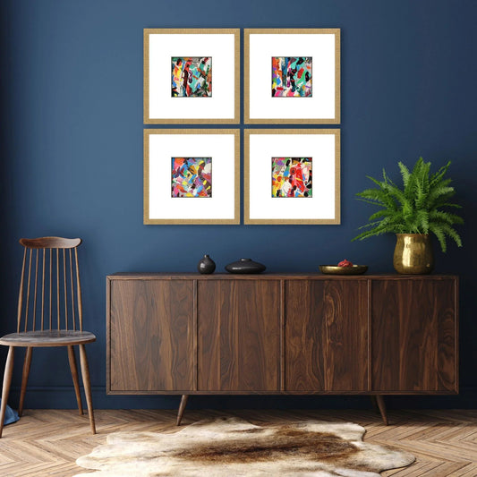 Meditations Blue Framed Wall Art 4PC
