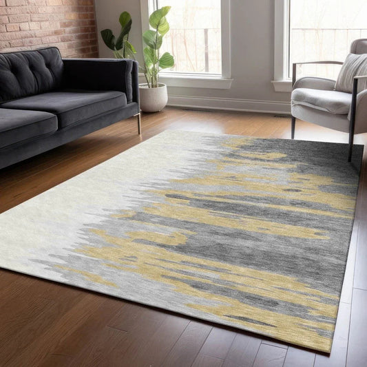Meleya Gray Washable Indoor-Outdoor Rug-Outdoor Rugs-LOOMLAN Rugs-LOOMLAN