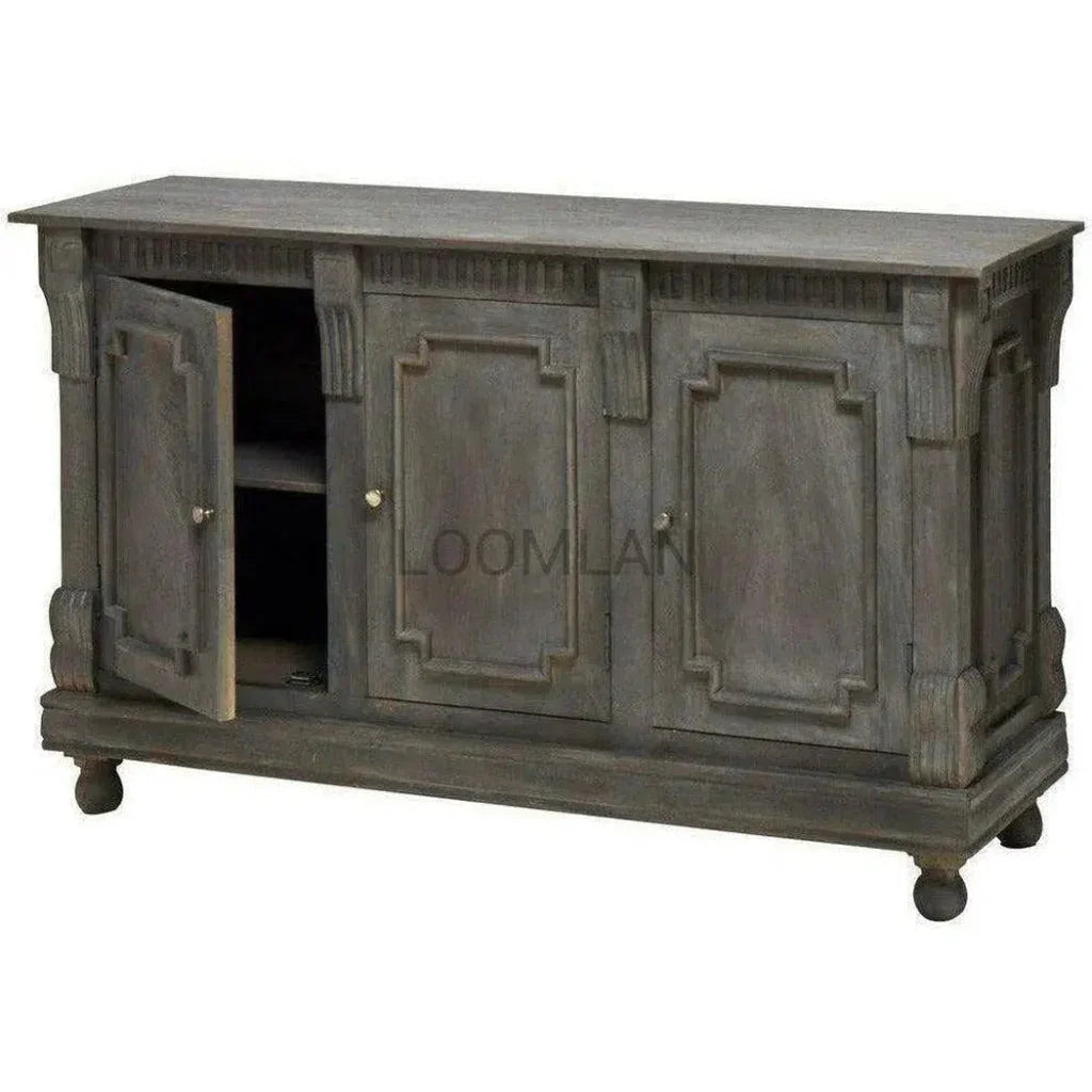 Dining Room 3 Door Sideboard Distressed Gray - LOOMLAN - LOOMLAN - Sideboards