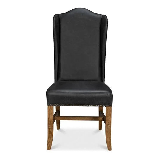 Mercado High Back Leather Dining Chair 2PC - LOOMLAN - Sarreid - Dining Chairs