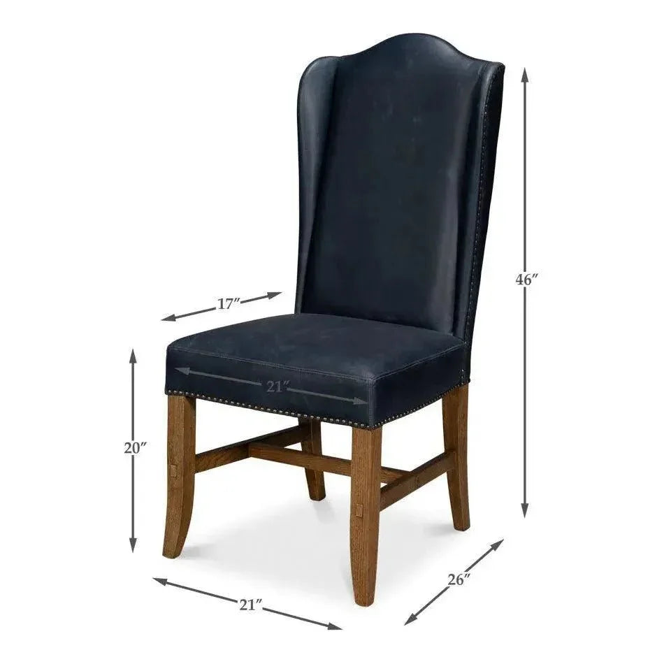 Mercado High Back Leather Dining Chair 2PC - LOOMLAN - Sarreid - Dining Chairs
