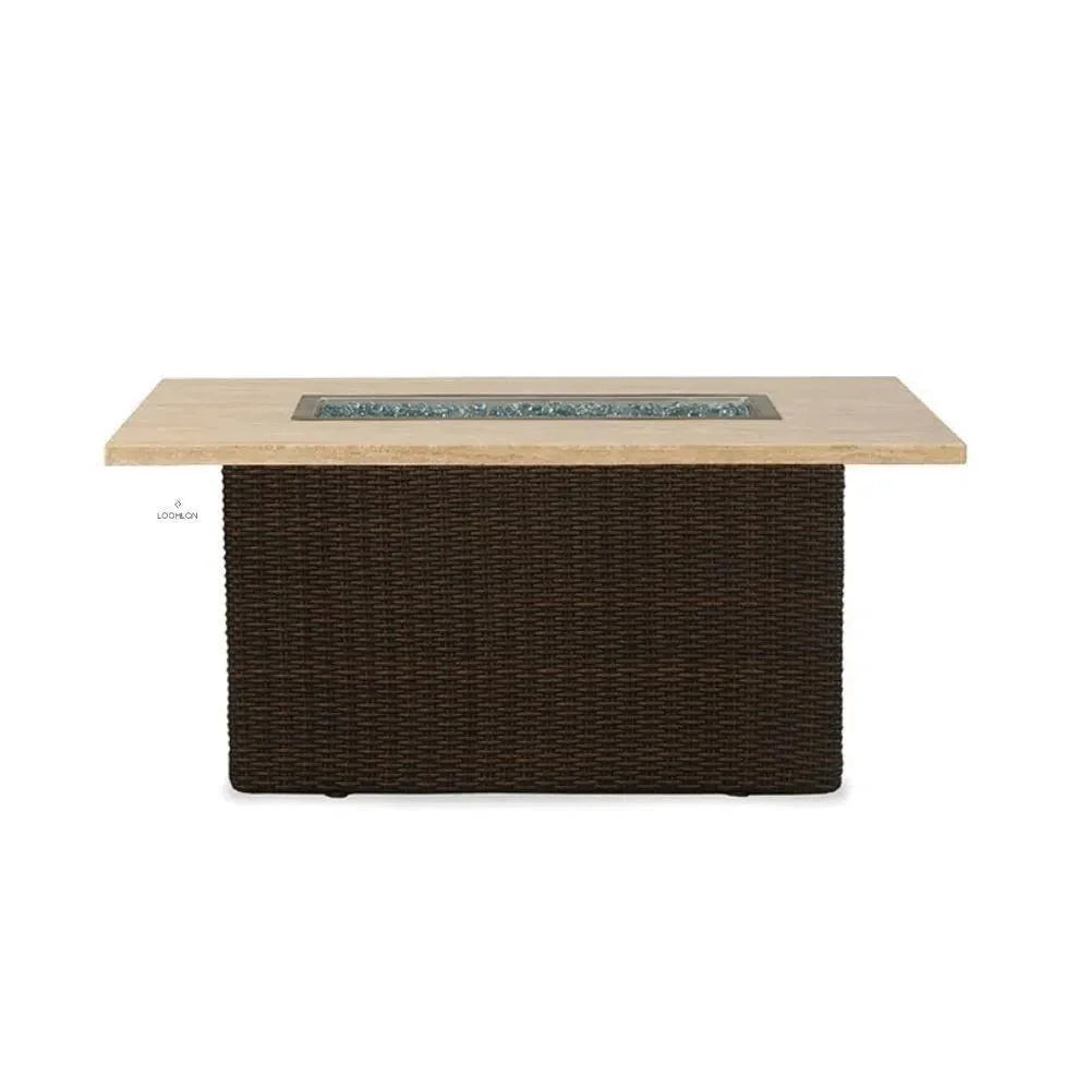 Mesa Rectangular Fire Table Light Travertine-Outdoor Fire Tables-Lloyd Flanders-LOOMLAN