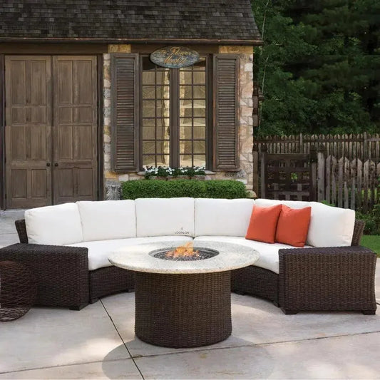 Mesa Round Fire Table Gray Travertine Lloyd Flanders-Outdoor Fire Tables-Lloyd Flanders-LOOMLAN