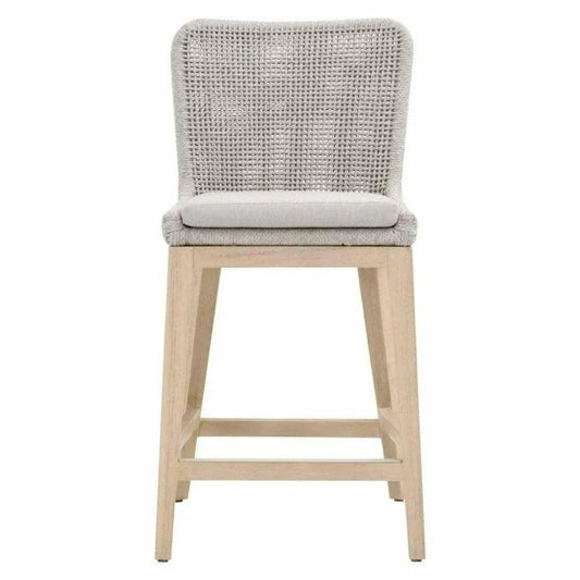Mesh Outdoor Rope Counter Stool Wood-Outdoor Counter Stools-Essentials For Living-LOOMLAN