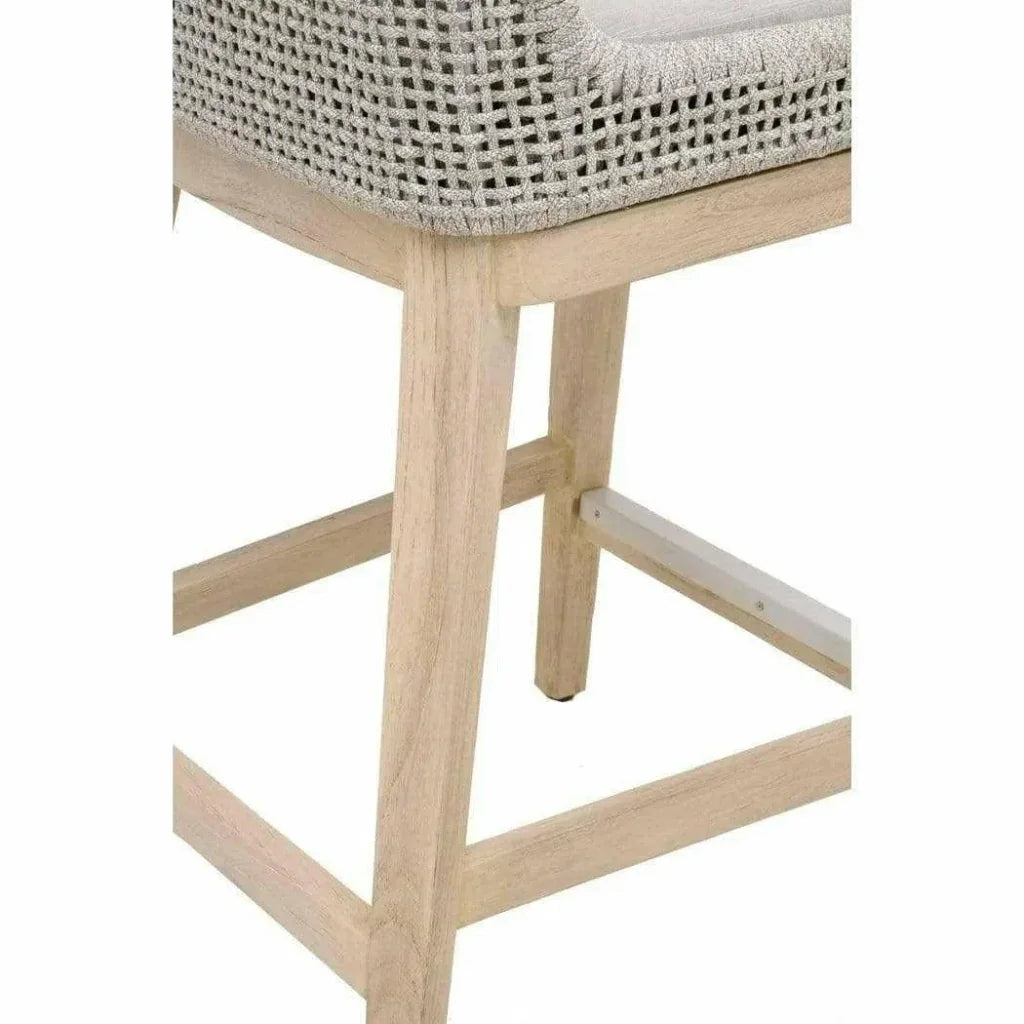 Mesh Outdoor Rope Counter Stool Wood-Outdoor Counter Stools-Essentials For Living-LOOMLAN