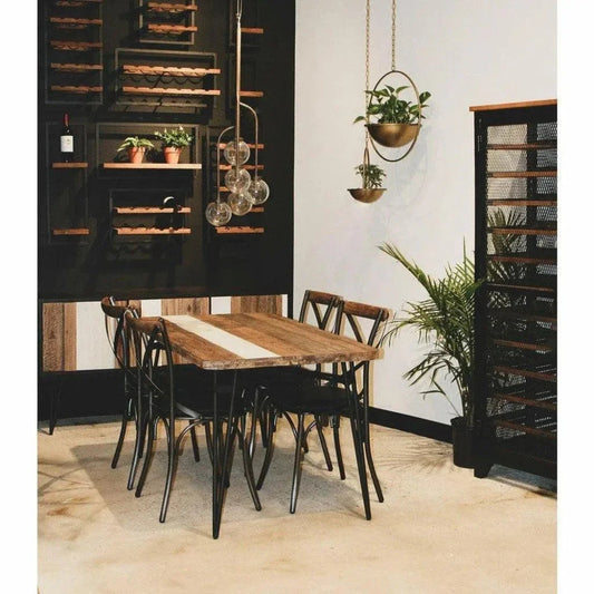 Metal Crossback Leather Dining Chair 2PC - LOOMLAN - LH Imports - Dining Chairs