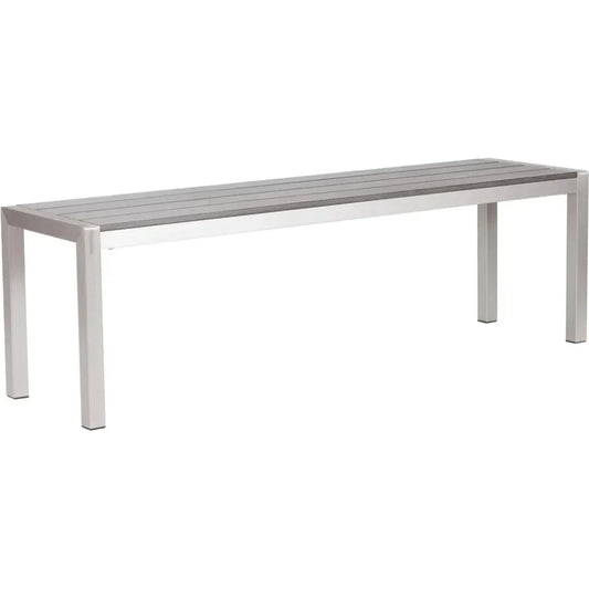 Metropolitan Double Bench Brushed Aluminum-Outdoor Benches-Zuo Modern-LOOMLAN