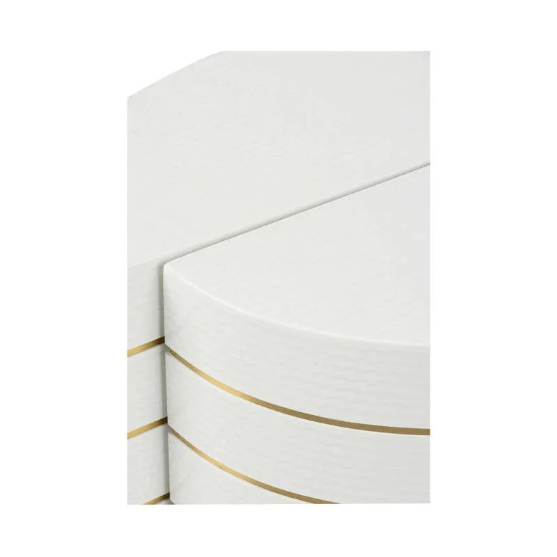 Mezzaluna Bunching White Lacquered Textured Table (Set of 2) - LOOMLAN - Chelsea House - Coffee Tables