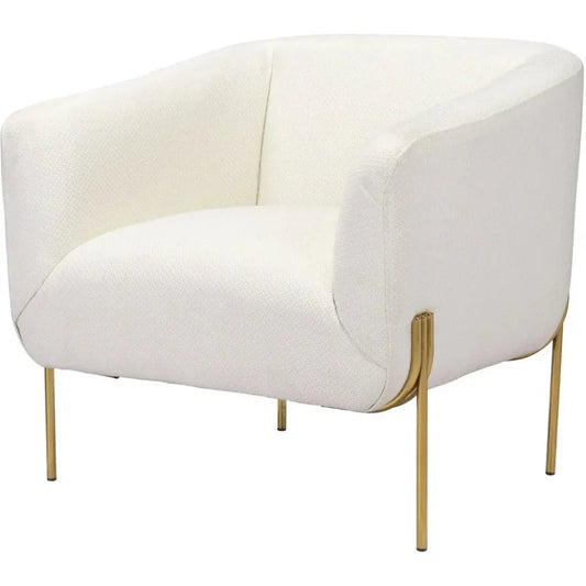 Micaela Arm Chair Ivory & Gold - LOOMLAN - Zuo Modern - Club Chairs