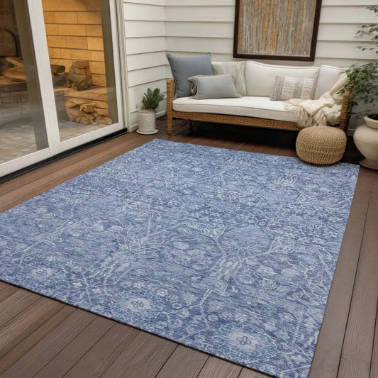 Mila Blue Washable Indoor-Outdoor Rug-Outdoor Rugs-LOOMLAN Rugs-LOOMLAN
