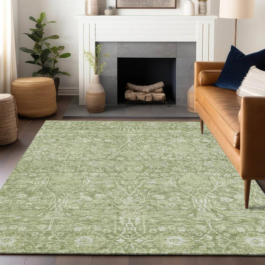 Mila Green Washable Indoor-Outdoor Rug-Outdoor Rugs-LOOMLAN Rugs-LOOMLAN