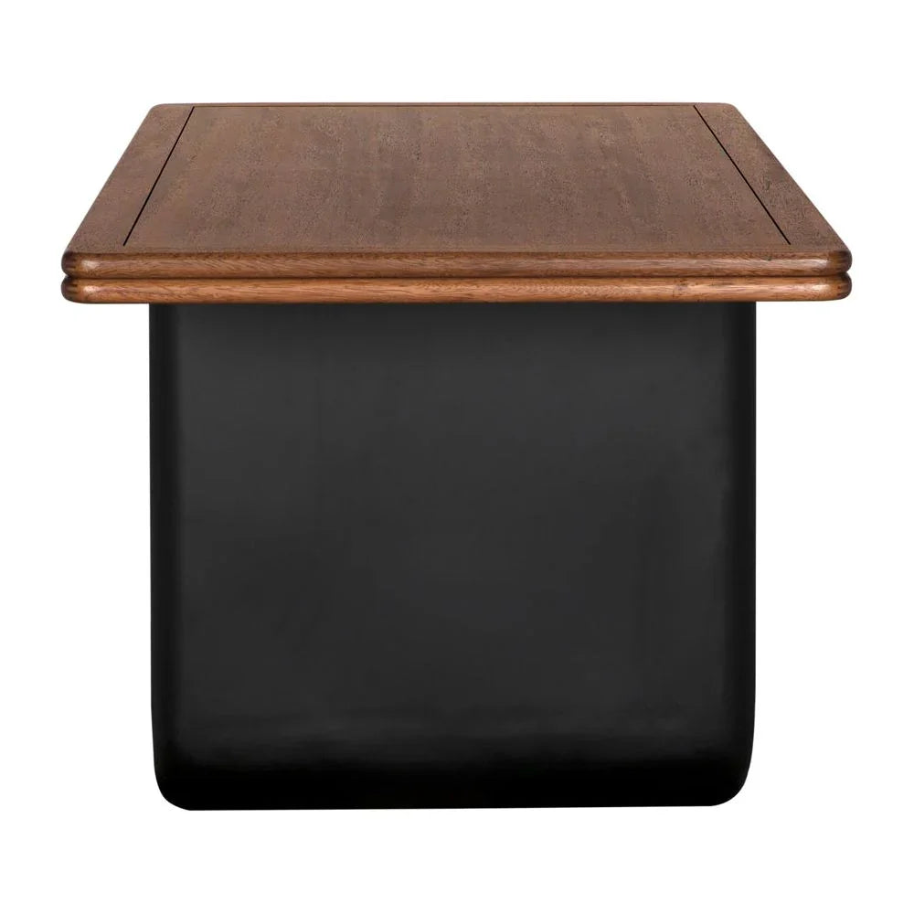 Mila Industrial Steel Base Wooden Desk-Home Office Desks-Noir-LOOMLAN