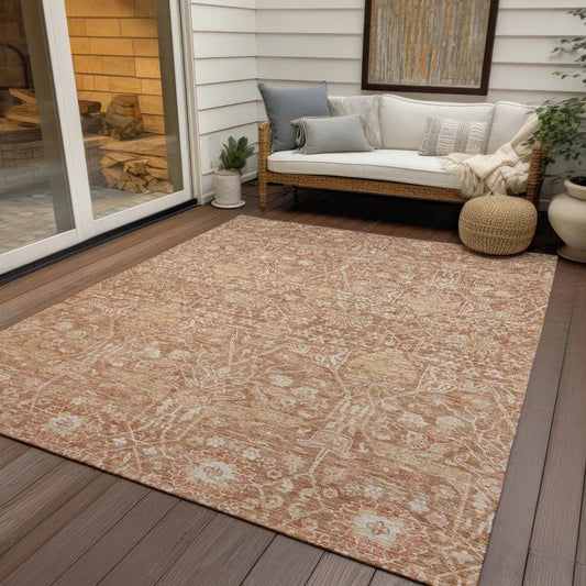 Mila Orange Washable Indoor-Outdoor Rug-Outdoor Rugs-LOOMLAN Rugs-LOOMLAN