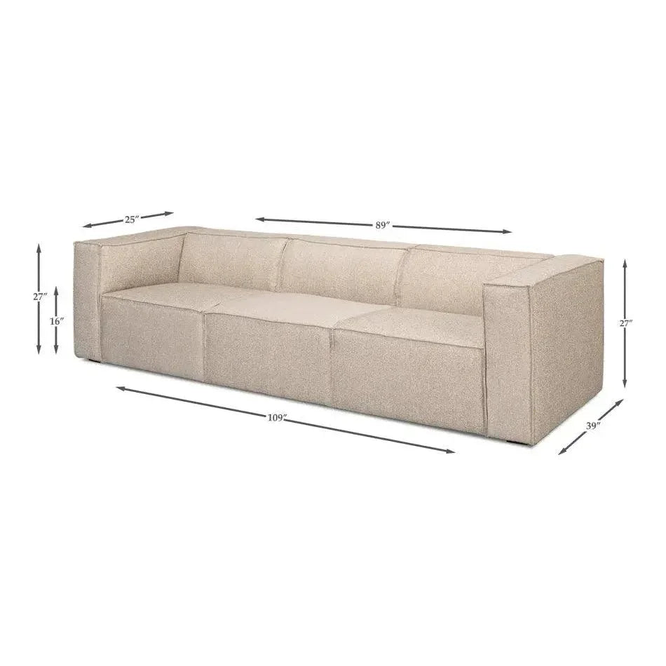 Miles Linen Sofa Low Profile 109" - LOOMLAN - Sarreid - Sofas & Loveseats