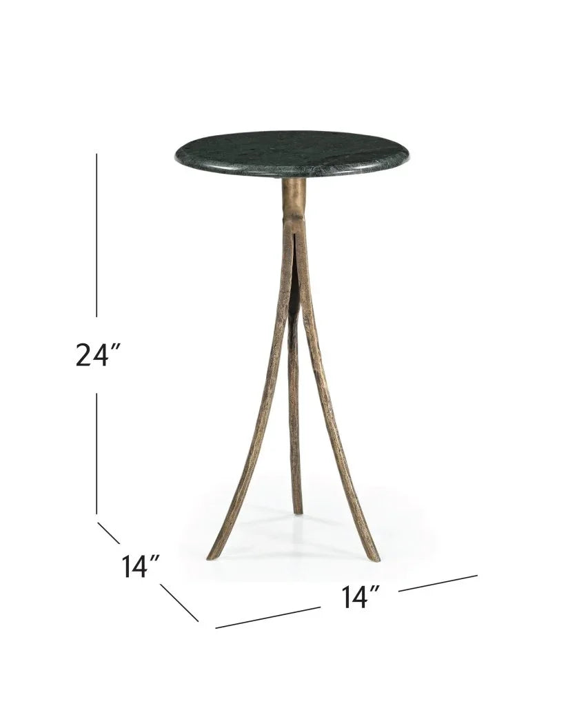 Milo Green Marble Round Accent Table - LOOMLAN - Bassett Mirror - Side Tables