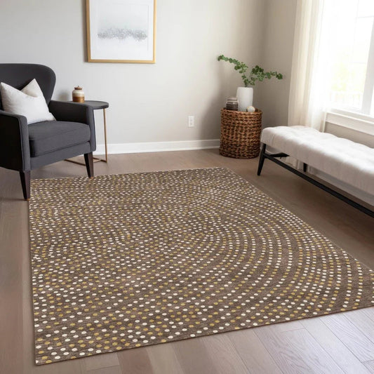 Mirelia Brown Washable Indoor-Outdoor Rug-Outdoor Rugs-LOOMLAN Rugs-LOOMLAN