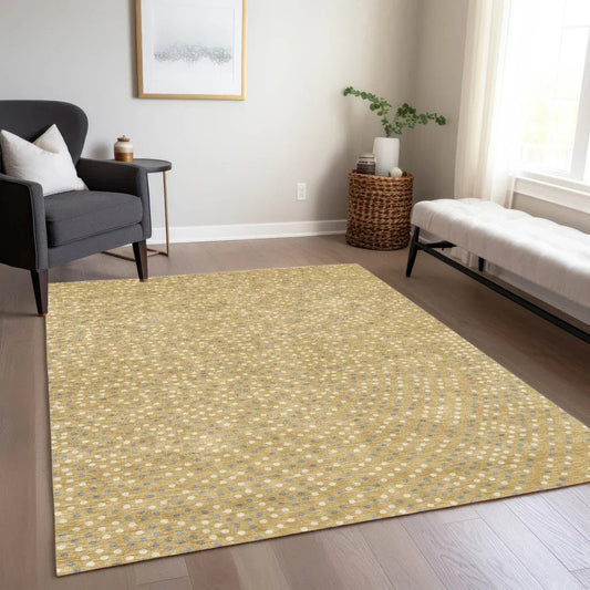Mirelia Gold Washable Indoor-Outdoor Rug-Outdoor Rugs-LOOMLAN Rugs-LOOMLAN