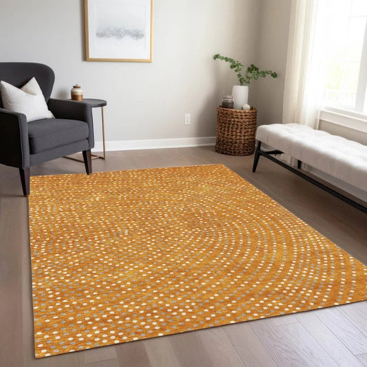 Mirelia Orange Washable Indoor-Outdoor Rug-Outdoor Rugs-LOOMLAN Rugs-LOOMLAN