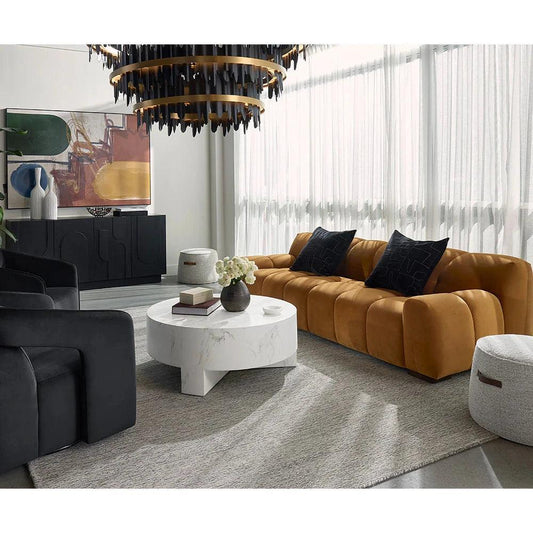 Mirella Coffee Table With White Marble-Outdoor Coffee Tables-SUNPAN-LOOMLAN