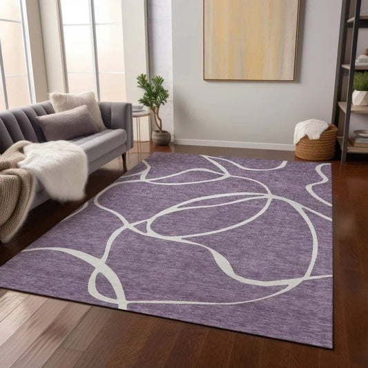 Mirelle Purple Washable Indoor-Outdoor Rug-Outdoor Rugs-LOOMLAN Rugs-LOOMLAN