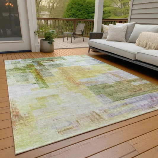 Mireya Green Washable Indoor-Outdoor Rug-Outdoor Rugs-LOOMLAN Rugs-LOOMLAN