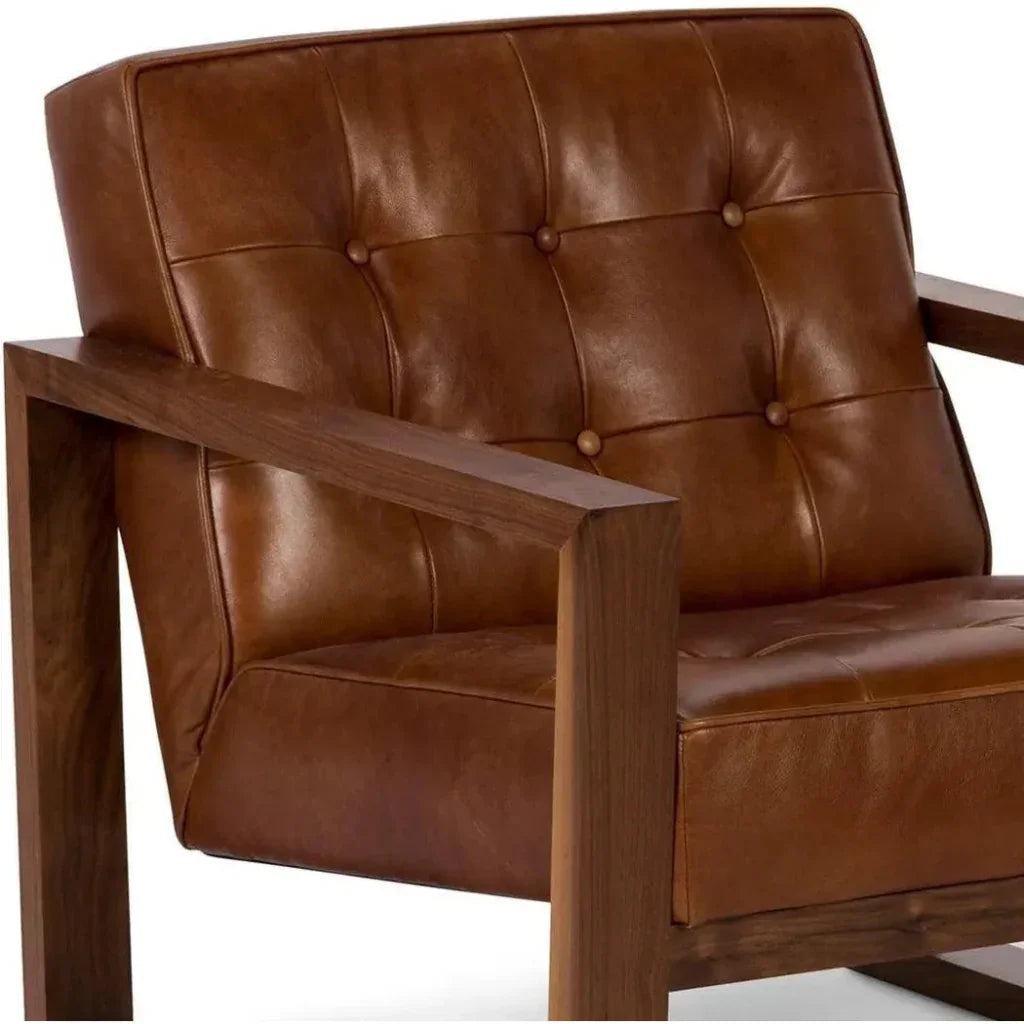 Modern Full Aniline Leather Accent Chair - LOOMLAN - One For Victory - Accent Chairs