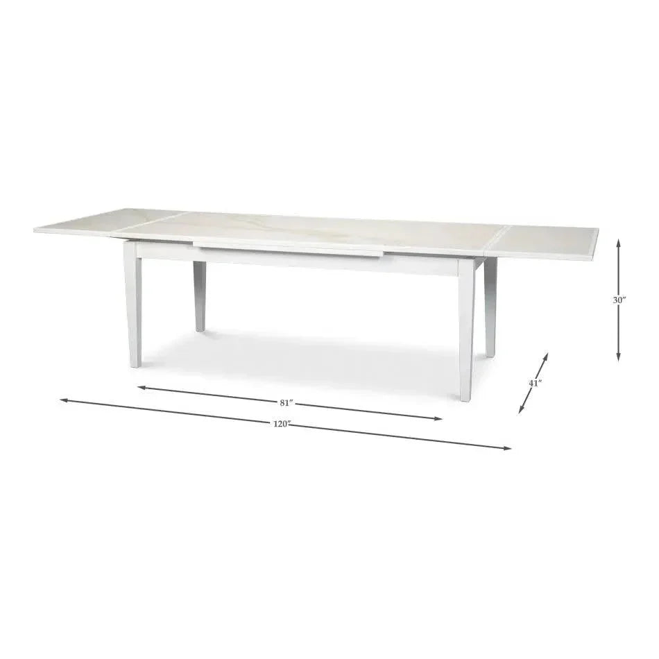 Modern White Extension Dining Table Seats 10 People-Dining Tables-Sarreid-LOOMLAN