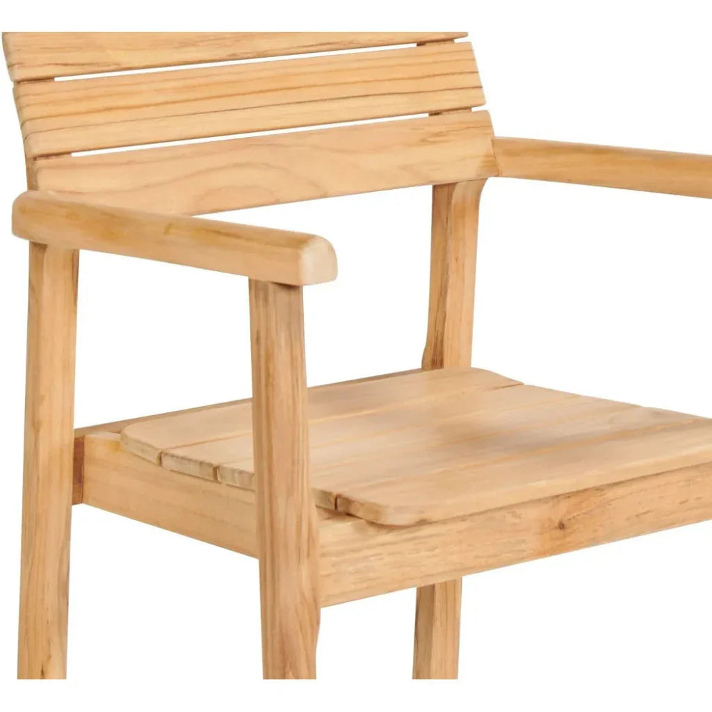 Modurn Teak Outdoor Dining Stacking Armchair 4PC-Outdoor Dining Chairs-HiTeak-LOOMLAN