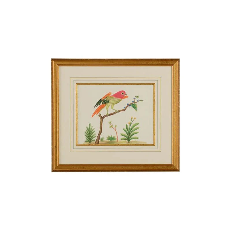 Multicolor Bird Gold Framed Watercolor Artwork-Framed Wall Art-Chelsea House-LOOMLAN