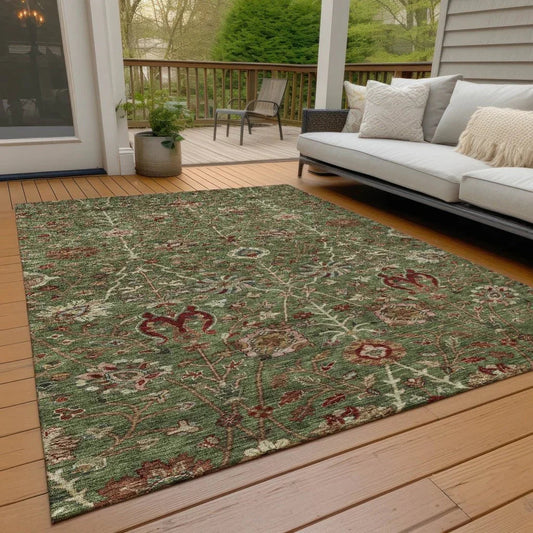 Muse Green Washable Indoor-Outdoor Rug-Outdoor Rugs-LOOMLAN Rugs-LOOMLAN