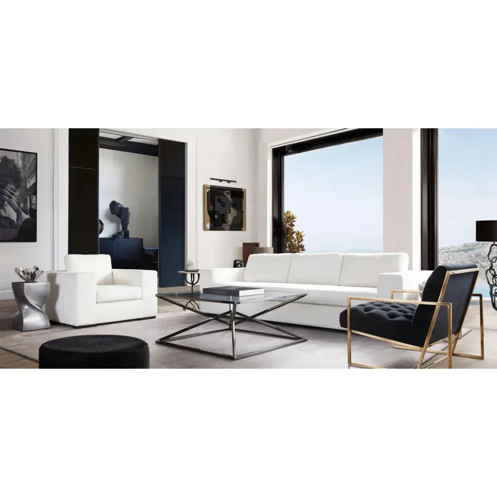 Muse Mist White Performance Sofa 4 Black Accent Pillows - LOOMLAN - Diamond Sofa - Sofas & Loveseats