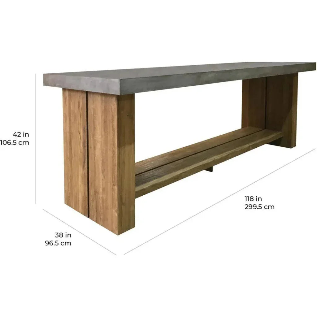 Mykonos Teak & Concrete White Outdoor Bar Table-Outdoor Dining Tables-Seasonal Living-LOOMLAN