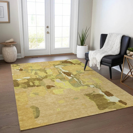 Mysa Gold Washable Indoor-Outdoor Rug-Outdoor Rugs-LOOMLAN Rugs-LOOMLAN