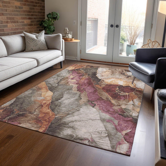 Naelien Brown Washable Indoor-Outdoor Rug