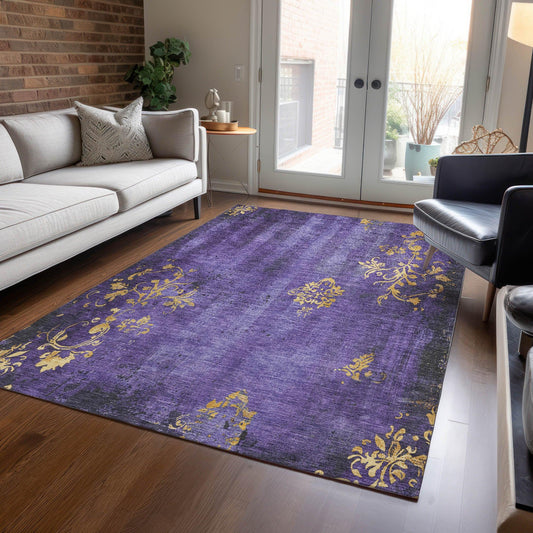 Naelion Purple Washable Indoor-Outdoor Rug