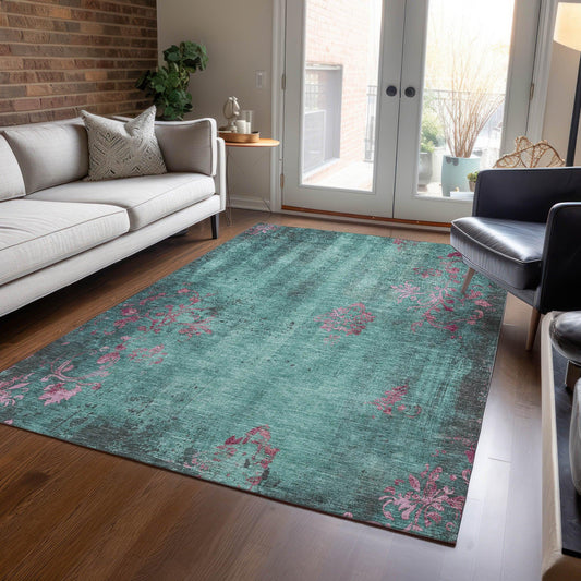 Naelion Seafoam Washable Indoor-Outdoor Rug