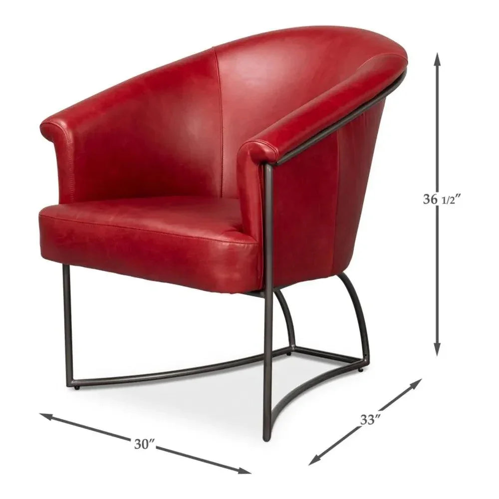 Nagel Leather Upholstery Leather Chair - LOOMLAN - Sarreid - Accent Chairs
