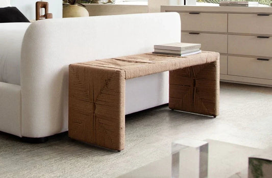 Natural Jute Woven Dining Bench - LOOMLAN - Diamond Sofa - Dining Benches