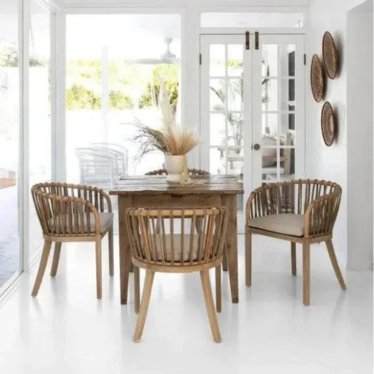 Natural Rattan and Teak Dining Chair - LOOMLAN - Artesia - Dining Chairs