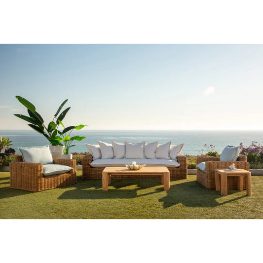 Natural Teak Rectangular Outdoor End Table