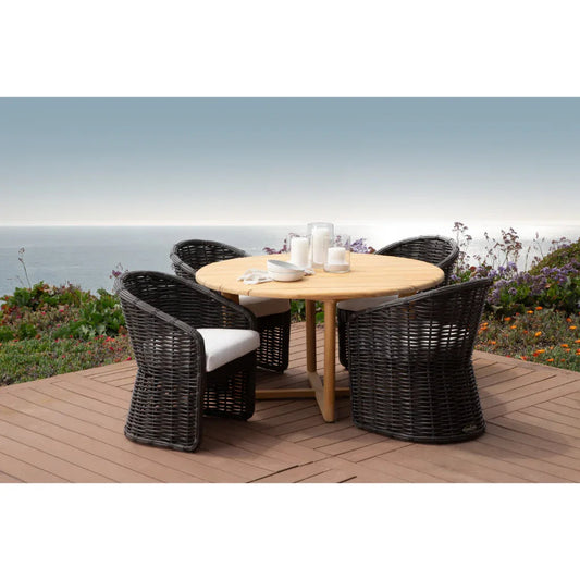 Natural Teak Round Outdoor Dining Table-Outdoor Dining Tables-Sunset West-LOOMLAN
