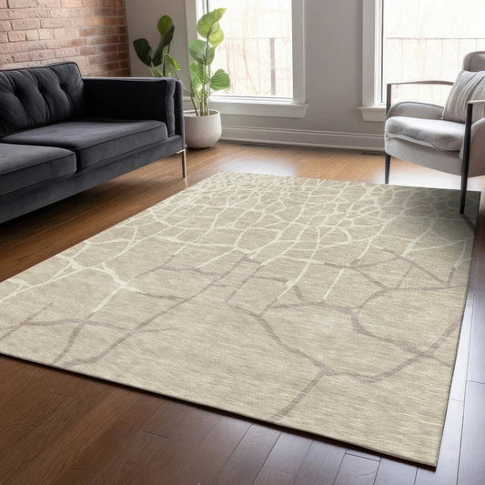 Nazira Beige Washable Indoor-Outdoor Rug-Outdoor Rugs-LOOMLAN Rugs-LOOMLAN